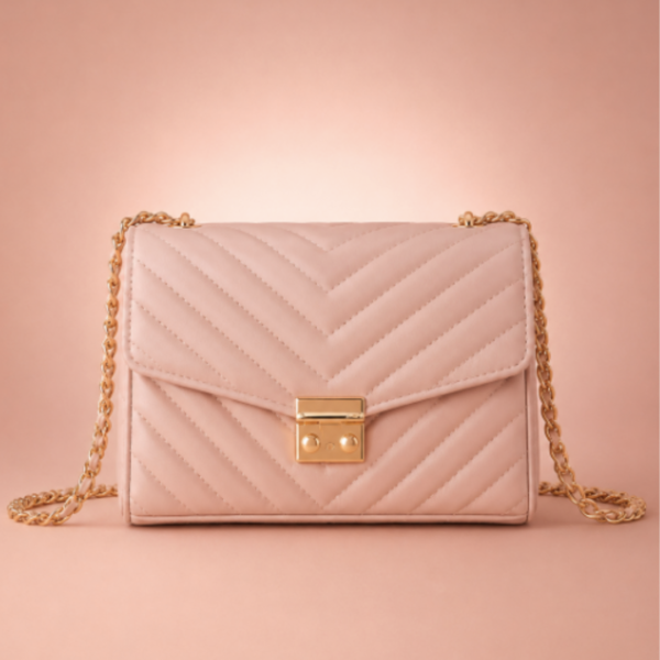 Blush Luxe Quilted Chain Sling Bag